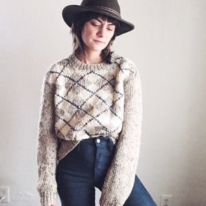 Vintage Irish wool argyle sweater